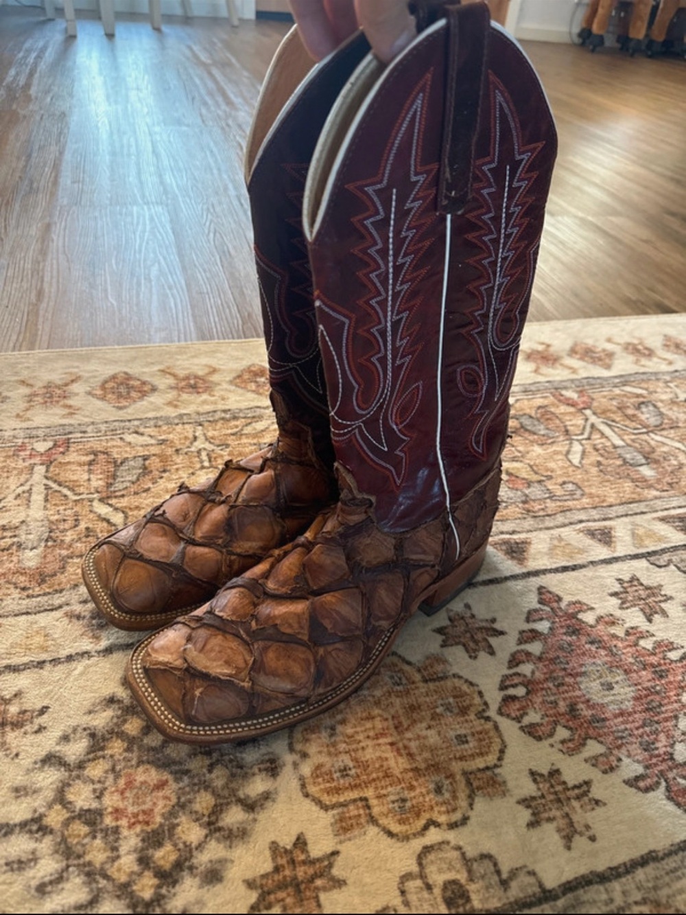 Anderson Bean Brown Exotic Scale Leather Western Boots